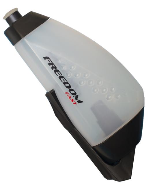Crazy Pricing - NOW INCREDIBLE value AERO Hydration system BOTTLE with MOUNTING PIN - Freedom Fast (Aero Bottle) with Freedom Cycling Systems Mounting Pin, Translucent Bottle with Black Lid