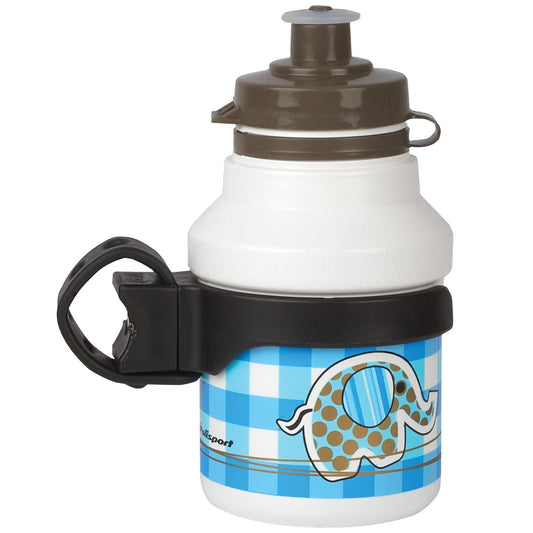 Childrens WATER BOTTLE, WHITE, 350 ml "ELEPHANT" + CLIP-ON HOLDER Quality Polisport product