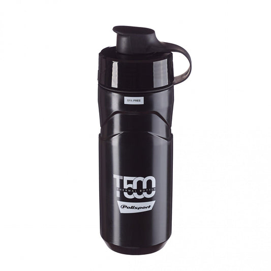 WATER BOTTLE "convertable THERMAL Bottle 500/650ml" high tech", Screw-On Cap, - Quality Polisport product BLACK/GREY