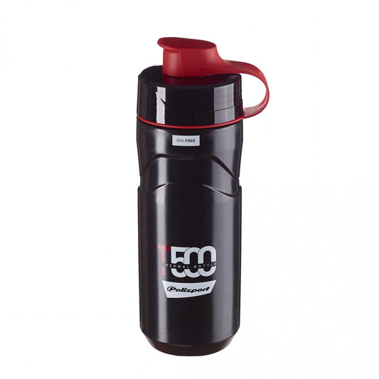 WATER BOTTLE "convertable THERMAL Bottle 500/650ml" high tech", Screw-On Cap, - Quality Polisport product BLACK/RED
