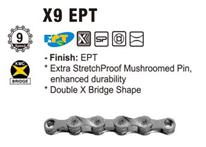 CHAIN - 9 Speed - KMC X9 EPT - 116L - DARK SILVER - EcoPro TeQ Coating - w/Connect Link