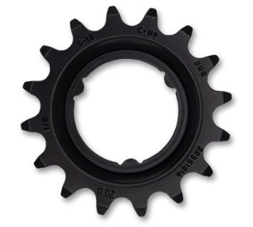 Sprocket R Shimano, ,Cr-Mo, 1/2 x 1/8" x 16T, black, for E-Bike. Quality KMC product - Works with Coaster & Internal gear hubs