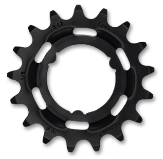 Sprocket R Shimano, ,Cr-Mo, 1/2 x 1/8" x 17T, black, for E-Bike. Quality KMC product - Works with Coaster & Internal gear hubs
