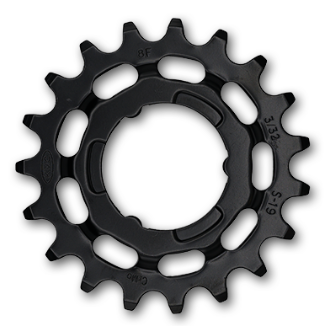 Sprocket R Shimano, 1/2 x 3/32" x 19T, cr-moly, black Quality KMC product - Works with Coaster & Internal gear hubs