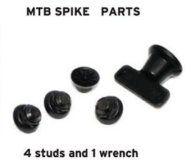 CLEARANCE SPIKES, MTB Spikes & Wrench for FLR shoes (4 Studs/Spikes and 1 Wrench)