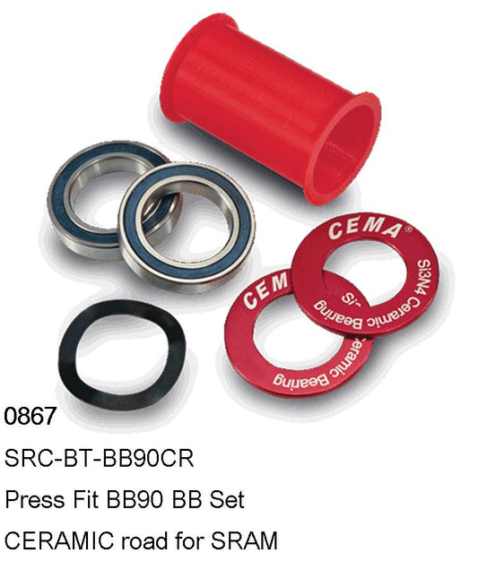 Press Fit BB90 B.B set Ceramic road Sram W. 90.5 x od. 37. Mod .SRC-BT-BB90CR
