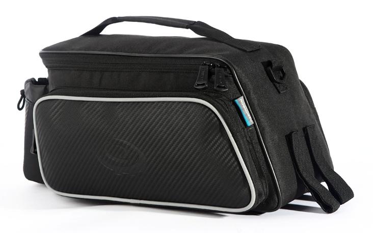SAHOO Rack top Bag 10L, Main pocket, 2 side zippered pockets, water bottle pocket, L34/W15/H16cm ,velcro attach, Black