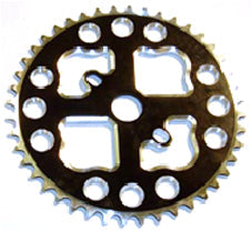 "Very special pricing" CHAINWHEEL - CNC, Alloy, For BMX, 1/2" x 1/8" x 44T, BLACK with SILVER teeth