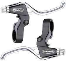 Tektro, Brake Levers, Junior, 3 finger, V-Brake & Twistgrip, Alloy, Black brkt/Silver lever, Pair (TS325A)