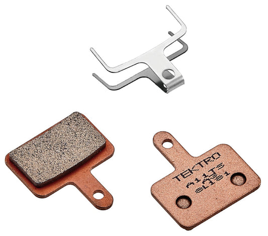 Sorry temp O/S - component material unavailable to Tektro TEKTRO DISC BRAKE PADS - For 2 Piston Caliper with spring return, sintered type, Ti Colour.A11TS,