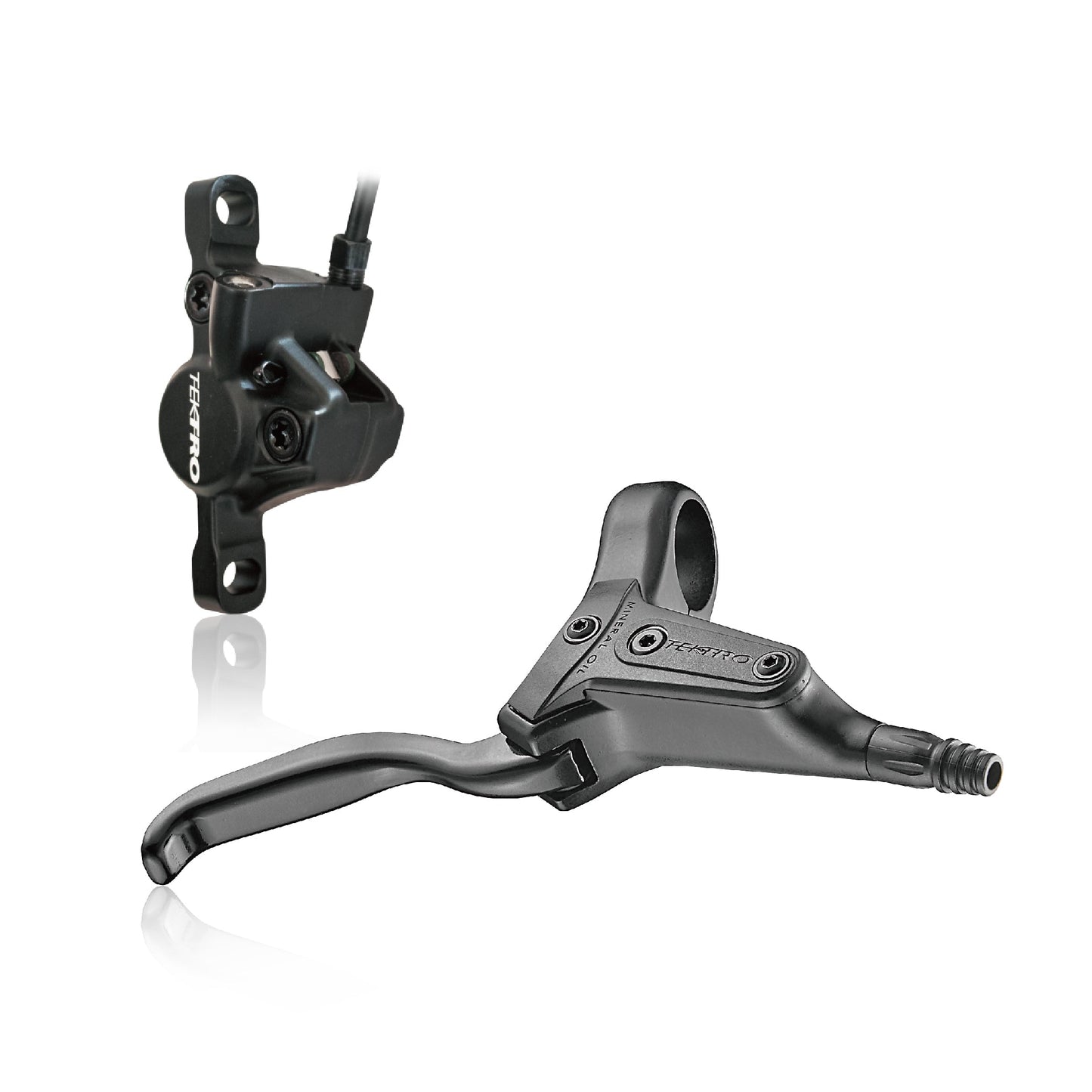 HYDRAULIC REAR DISC BRAKE KIT - TEKTRO R/H - 2 Piston, For SMALL frames, 2-fingers lever blade reach adjustment adjustment 65-75mm, black, w/o rotor & adaptor