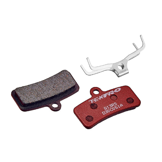 Disc brake pads, TEKTRO, Mod. Q13RS, for 4 piston, w/return spring, red semi metallic organic - 5mm Thick Pad