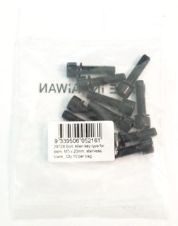 STEM BOLT M5, 20mm, Allen Key Type, BLACK Stainless Steel (Bag 10)