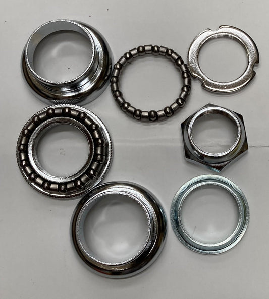 Head Set 1" Threaded for BMX, Steel SILVER CP (21.1 ID, 32.5 OD, 27.0 Crown Race) Made in Taiwan by "First"