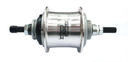 Sturmey Archer 3sp hub, Freewheel, SRF3 , 36Hole , Polished Silver . 117mm (Includes shifter kit)