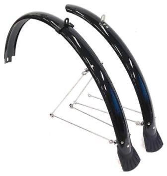 MUDGUARD SET for 24" bikes, Front (w/1 stay) & Rear (w/2 stays) BLACK (50mm Wide) (Mounting bolts NOT included)