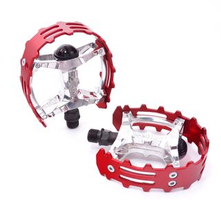 PEDALS, BEAR TRAP, ALLOY, 1/2" cr-mo axle, RED alloy cage