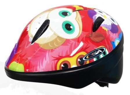 CHILDRENS HELMET - 44 to 50cm, Australian Standards Approved, "OWL" with Red Background
