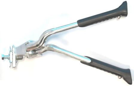 KICKSTAND 24-28 Adjustable, Centre Mount, Alloy SILVER, Double Leg, aligns to one side when folded