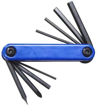 Tool set folding type Blue, 8 Functions, 2/2.5/3/4/5/6/+/- Made in Taiwan
