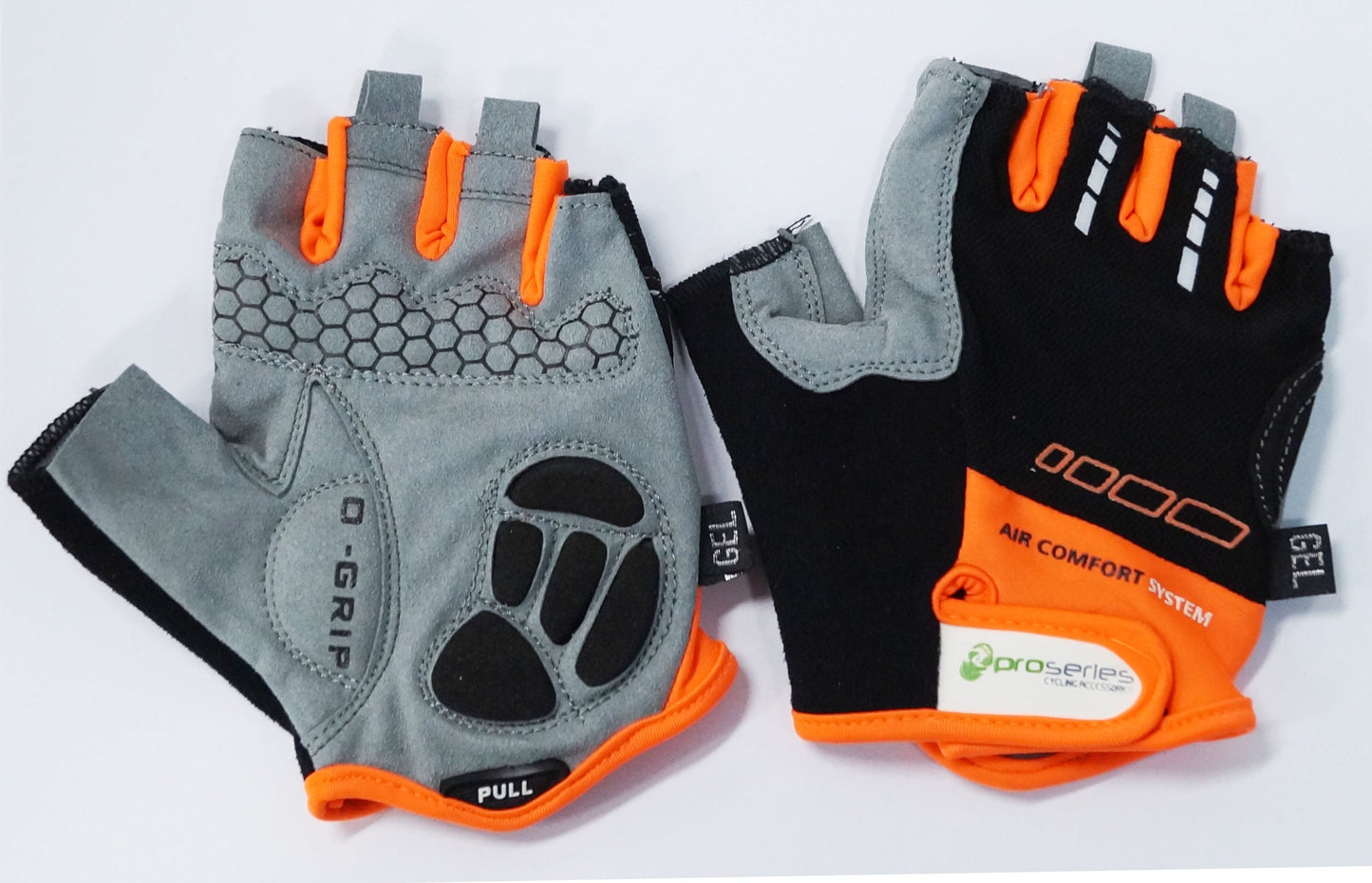 BLACK with ORANGE FADE GLOVES - PRO SERIES, Amara Palm, Lycra Towel GEL Padding, XL