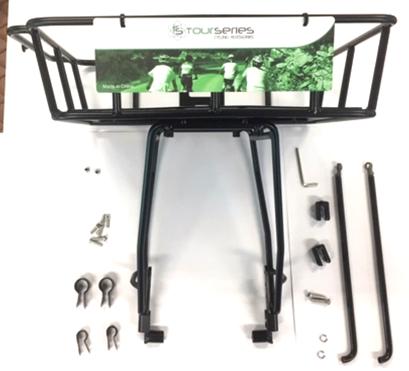 FRONT RACK with Fixed Basket, Heavy Duty, weight limit of 10kg, Fits 26-29 er bikes, Alloy, Black (30cm x 36cm)