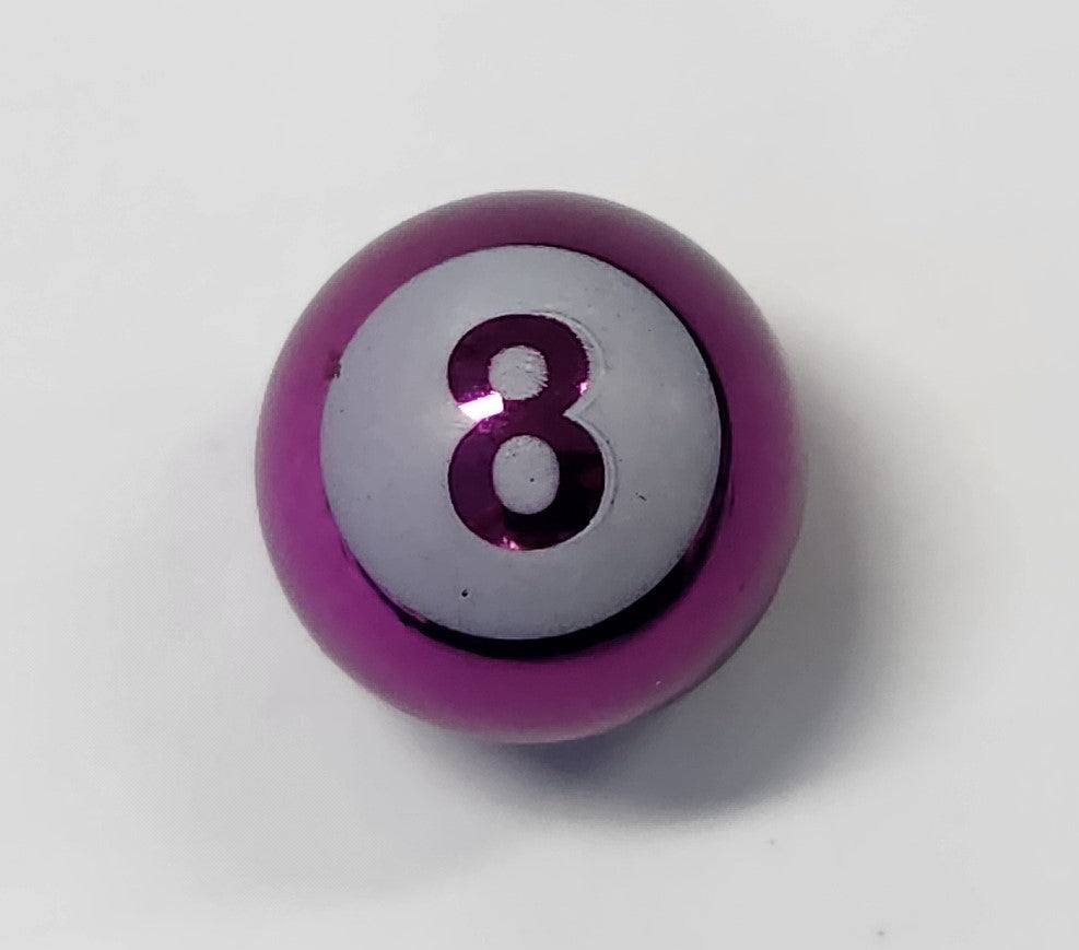 Valve Cap, Purple 8 ball, alloy anodised, A/V (Sold Individually)