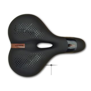Saddle, vinyl top, black pc w/memory foam, w/DDK logo, steel black rail L:260 W:213mm, Quality DDK product made in Taiwan