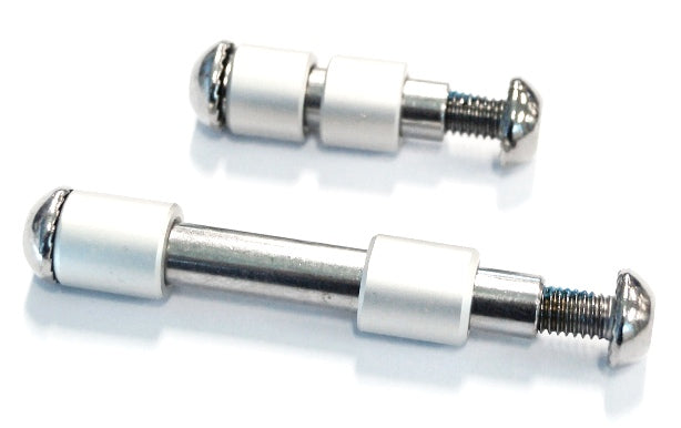 Stunt wheel hardware set for 7696/7697 scooters; contains 2x rear wheel spacers 12 x8.05x13mm; 2 x front wheel spacers 12 x 8.05 x 10mm; 1 x front axle 29mm; 1 x rear axle 59mm