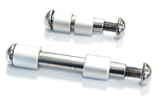 Stunt wheel hardware set for 7696/7697 scooters; contains 2x rear wheel spacers 12 x8.05x13mm; 2 x front wheel spacers 12 x 8.05 x 10mm; 1 x front axle 29mm; 1 x rear axle 59mm