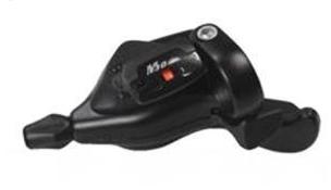 RIGHT HAND SHIFTER - 7 SPEED, Thumb Tap Dual Trigger, with 2050mm cable, Sunrace, Black.
