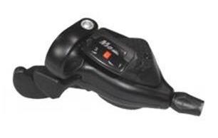 LEFT HAND SHIFTER - 3 SPEED, Thumb Tap Dual Trigger, with 1600mm cable, Sunrace, Black.