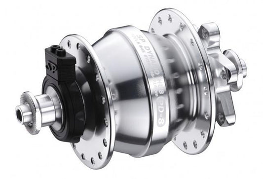 DYNAMO HUB Shutter Precision, PD-8. 6V 3W Output, Front, 32H, 6 Bolt Disc, Standard QR, SILVER