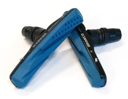 Cartridge Brake shoes for V-brake CARBON rims, BLACK Alloy holders and Blue Pads for CARBON rims, 72mm, angle adjustable