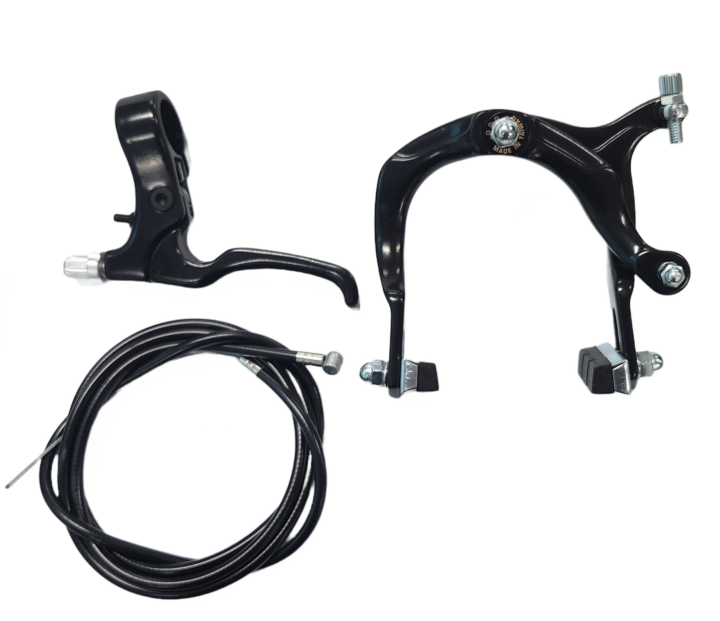 RIGHT FRONT Brake Set, Includes BMX Caliper with 73-92mm Reach, Right Hand Lever and 2P Cable + Outer, Nutted, BLACK (Front Only)
