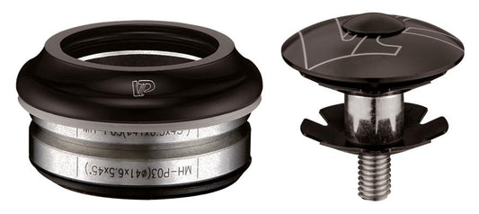 Head set, INTEGRATED, alloy, 1-1/8", threadless, sealed cartridge bearing, Dia.28.6/41/30mm, anodized black