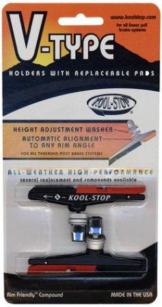 BRAKE PADS - KOOL STOP V BRAKE HOLDER DUAL COMPOUND KSVBHDL