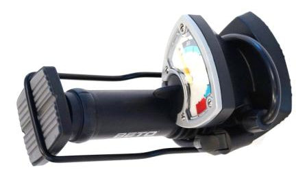 FOOT PUMP, w/ big gauge, fits schrader / presta, needle stored in base