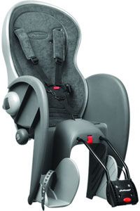 BABY SEAT - Polisport Wallaby, Deluxe, Q/R, 5 Point Adjustable Safety Harness, Easy Assemble, GREY/SILVER