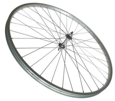 WHEEL FRONT 27 x 1 1/4 Nutted 5/16 axle, ALLOY Silver rim / ALLOY Silver hub, SS spokes 36h
