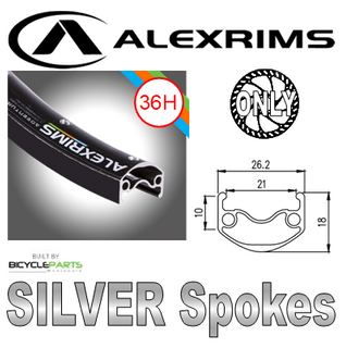 WHEEL - 26" Alex ADVENTURER 2 36H P/j Black Rim, FRONT Q/R (100mm OLD) 6 Bolt Disc Sealed Novatec Black Hub, Mach 1 SILVER Spokes