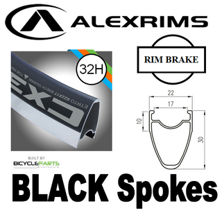 WHEEL - 700c Alex CX30 32H S/j Black Rim, FRONT Nutted (100mm OLD) Sealed Novatec Black Hub, Mach 1 BLACK Spokes