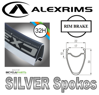 WHEEL - 700c Alex CX30 32H S/j Black Rim, FRONT Nutted (100mm OLD) Sealed Novatec Black Hub, Mach 1 SILVER Spokes