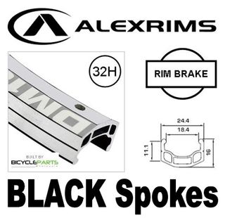 WHEEL - 700c Alex DM18 32H Silver Rim, FRONT Q/R (100mm OLD) Sealed Novatec Black Hub, BLACK Spokes