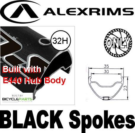 WHEEL - 29er Alex Supra 35 32H W/j Black Rim, 8/11 SPEED 12mm T/A (148mm OLD) 6 Bolt Disc Sealed Novatec (E440 Hub Body) Boost, Steel Axle & Freehub Body for E-MTB Black Hub, Mach 1 BLACK Spokes