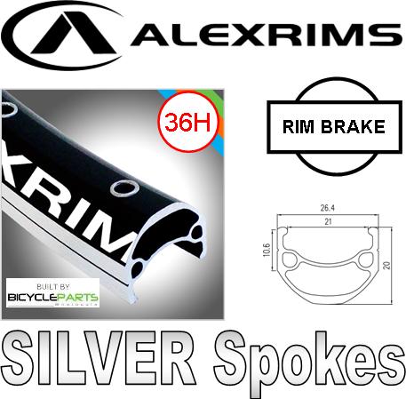 WHEEL - 26" Alex DM-21 36H P/j Black Rim, FRONT Q/R (100mm OLD) Loose Ball Joytech Black Hub, Mach 1 SILVER Spokes