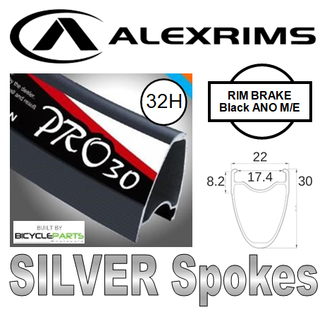 WHEEL - 700C Alex PRO30 32H W/j Black Rim, 8/11 SPEED Q/R (130mm OLD) Sealed Novatec Black Hub, Mach 1 SILVER Spokes