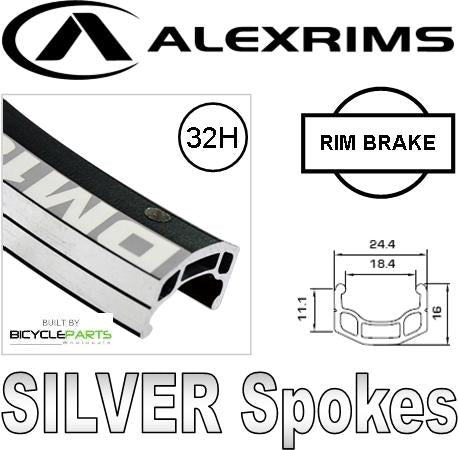 WHEEL 700c Alex black 32H Black - DM-18 D/w Eyeleted Rim , Black Alloy Q/r Hub , Silver Mach 1 Spokes Front .