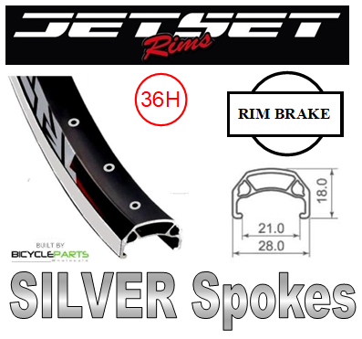 WHEEL - 700C Jetset CH-E213 36H P/j Black Rim, 8/11 SPEED Q/R (130mm OLD) Sealed Novatec Black Hub, Mach 1 SILVER Spokes