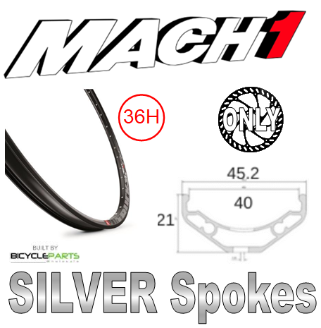 WHEEL - 27.5 / 650B Mach1 Trucky-40 36H P/j Black Rim, FRONT DYNAMO Q/R (100mm OLD) 6 Bolt Disc Sealed SP Black Hub, Mach 1 SILVER Spokes